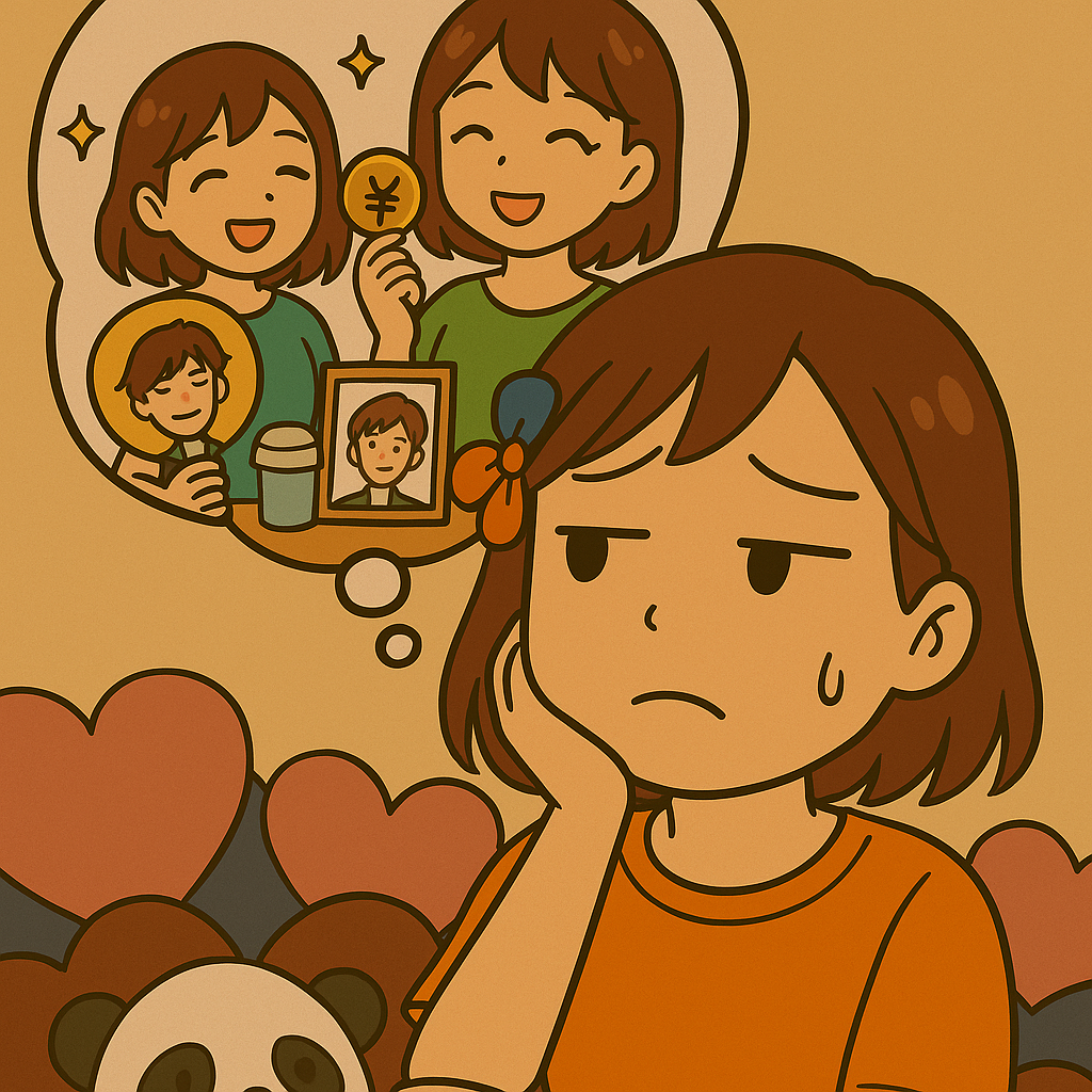 資金に余裕をもって推し活をしている人を羨ましがっているyui
