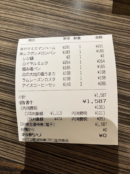 クリレスの優待
レフボンのパン